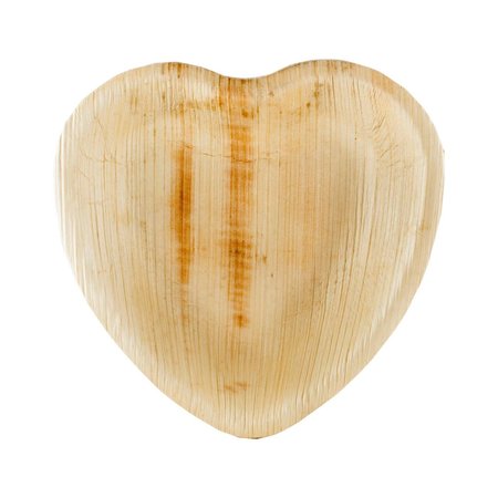 SMARTY HAD A PARTY 6" Heart Natural Palm Leaf Eco-Friendly Disposable Appetizer/Salad Plates (100 Plates), 100PK 4677H-CASE